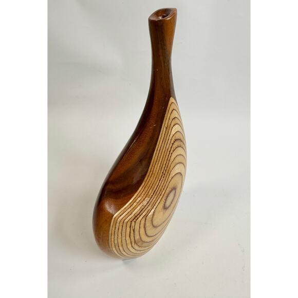 MCM Handmade Laminated Wood Minimalist Sculptural Vase Signed H. Süpola - Picture 5 of 11